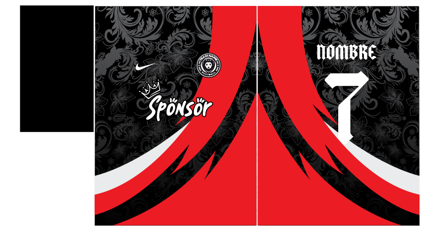 Jersey Floral Negro Rojo