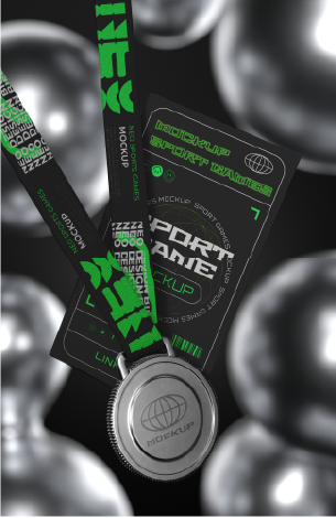 Medalla y tarjeta Mockup - PSD